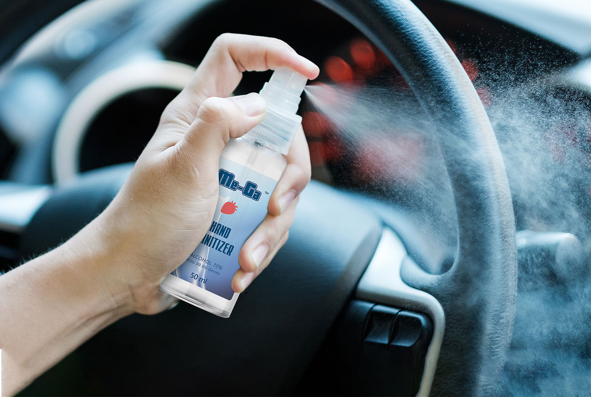 Man-hand-spraying-alcohol-sanitizer-on-steering-wheel-in-his-car-1